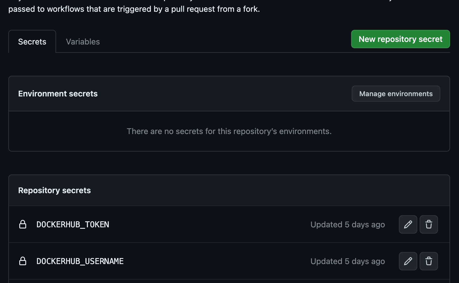 Github Secret Variables
